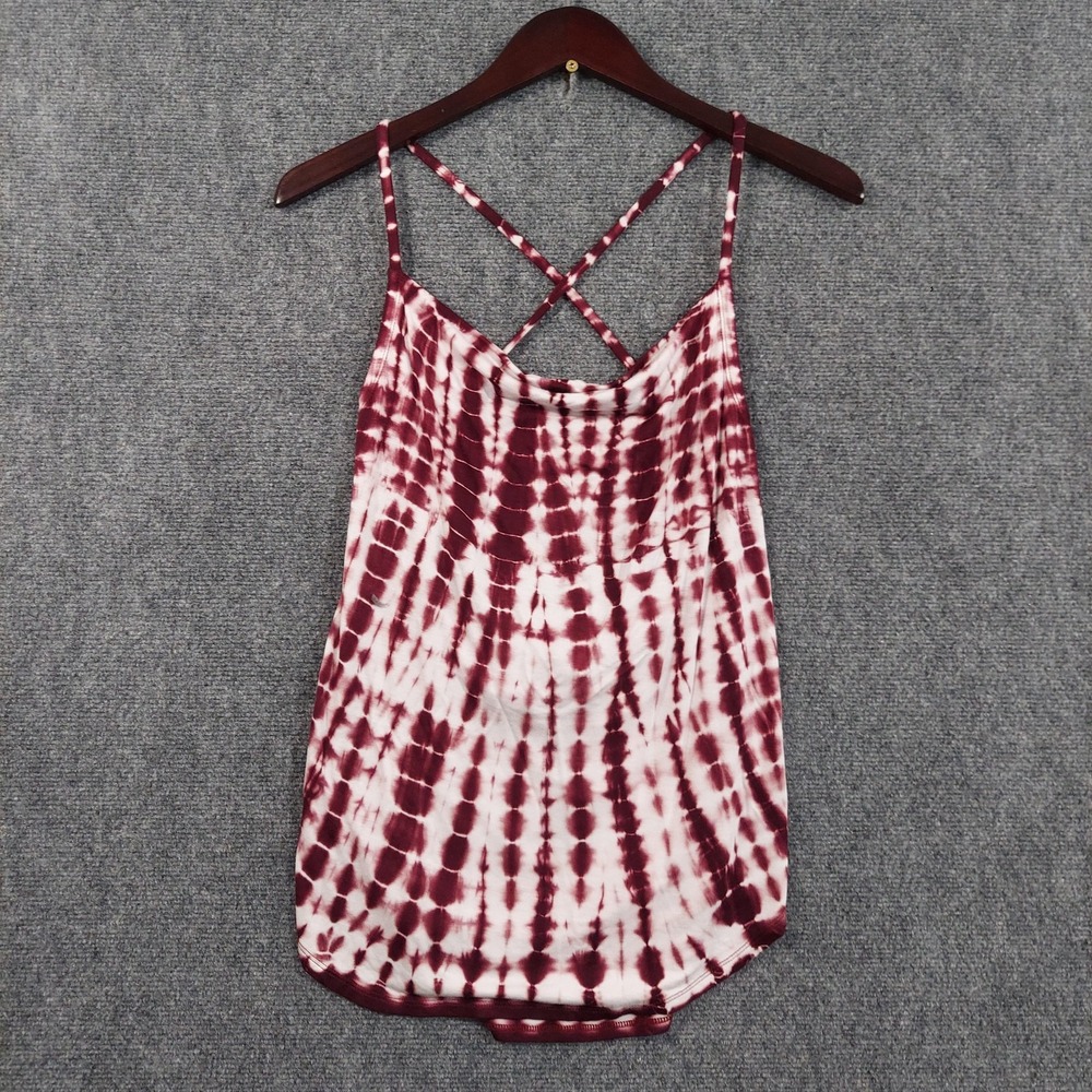 Chasor Tank Top Womens M Red Tie Dye Criss Cross Strap Cami Summer Boho Festival
